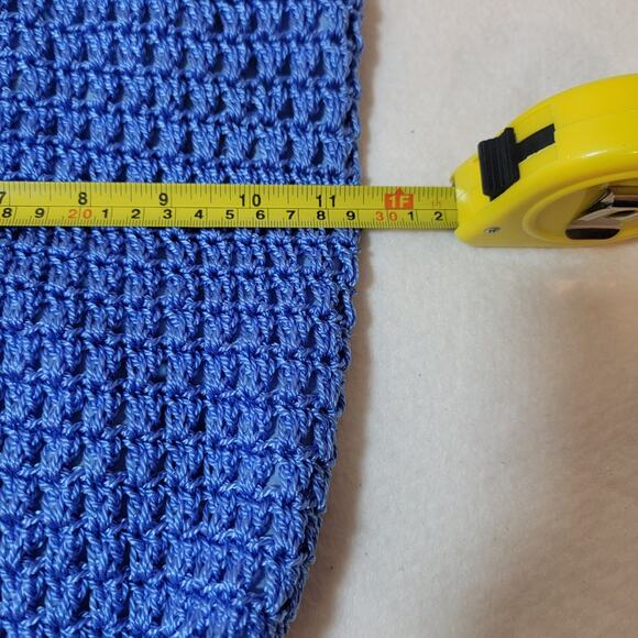 Crocheted‎ Market Bag Mesh Tote Knit Blue Coquette Cottage Casual Traditional - Picture 13 of 14